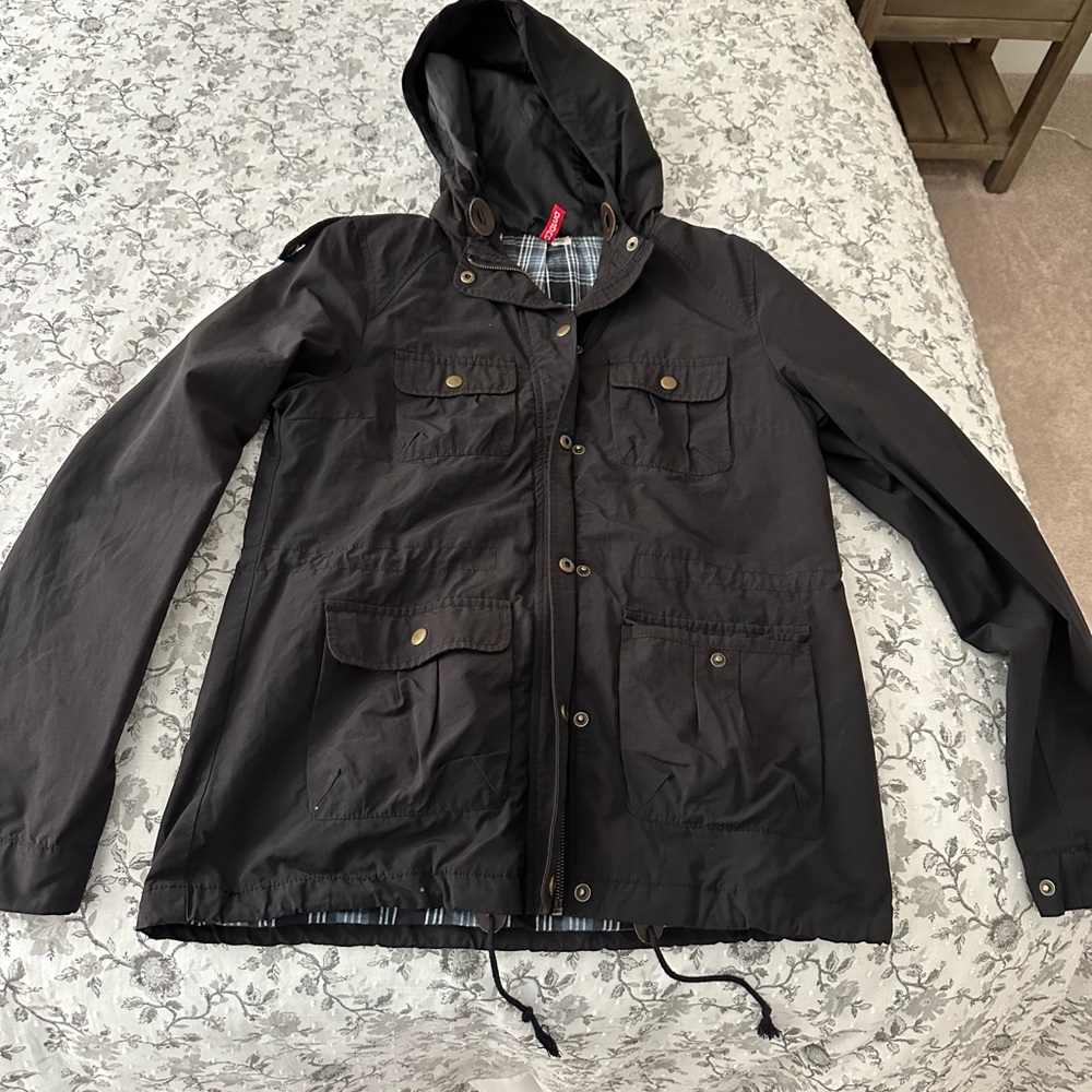Black H&M Hooded Rain Jacket